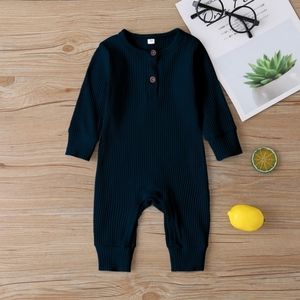 Baby 100% Cotton Knitted Long-Sleeve Jumpsuit